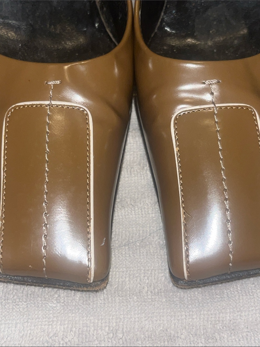 Rare Prada Brown Square-Toe Mid Heel Leather Pumps vero cuoio Size 7 90’s-y2k - Picture 7 of 16